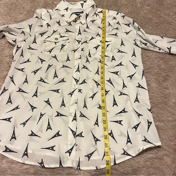 Karl Langerfeld Paris eiffel tower print long sleeve button up shirt L - Picture 5 of 6